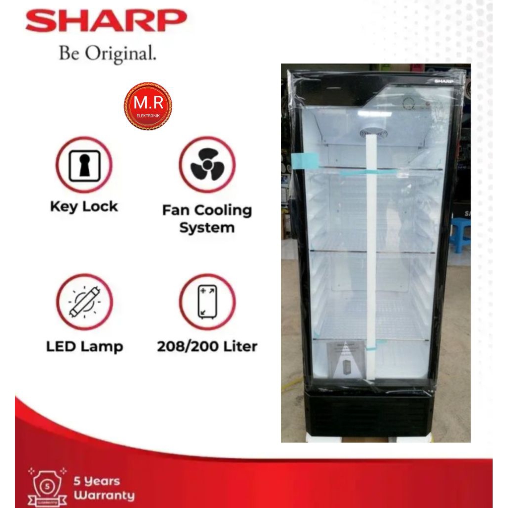 SHOWCASE SHARP 200 liter SCH-210FS GARANSI RESMI 5 TAHUN