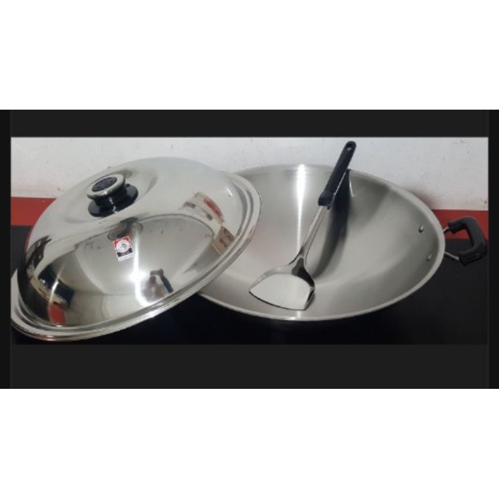 Zebra 5 ply wok 42cm w/ lid and Turner /wok stainless steel 304