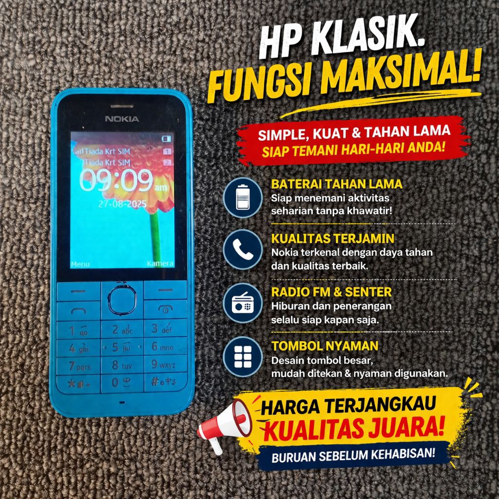 HP Nokia warna biru Jadul batrai awet semua fungsi normal kamera mulus