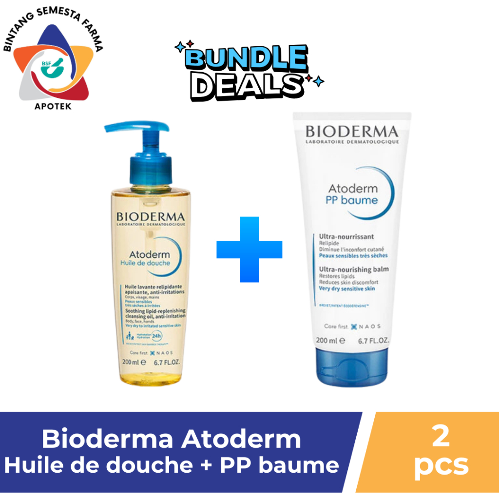 [BUNDLING] BIODERMA ATODERM HUILE DE DOUCHE 200ML + BIODERMA ATODERM PP BAUME 200ML
