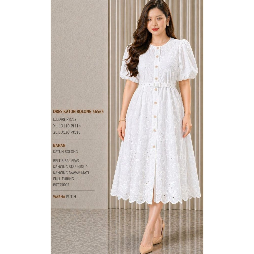 dress cewek katun bolong full furing 36563