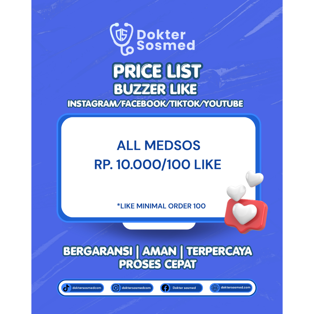 Dokter Sosmed – Jasa Buzzer Like IG/FB/TikTok/YouTube Auto Viral & Trusted