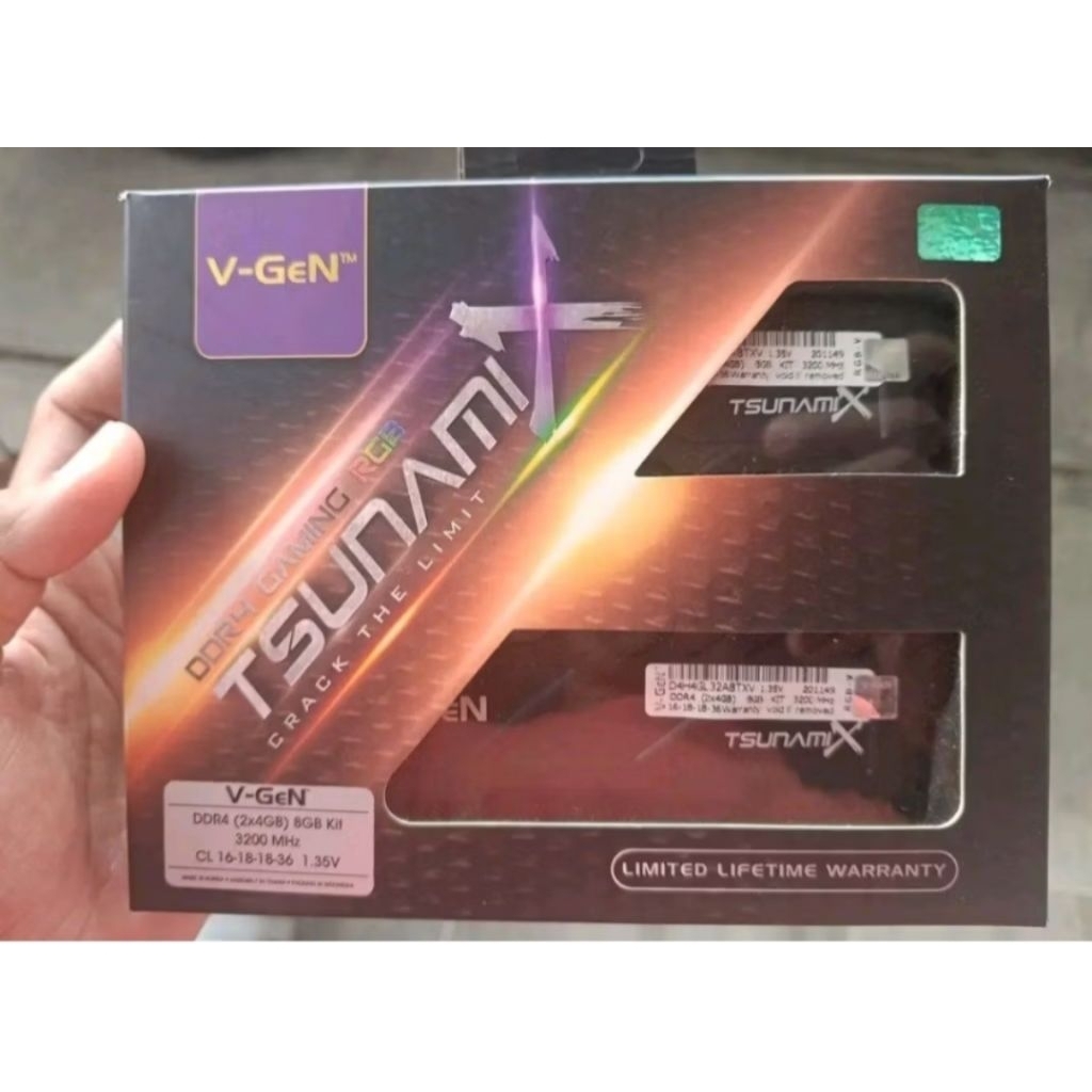 RAM V-GEN Tsunami-X 2x4GB 3200mhz DDR4, bukan 2x8GB/16GB, 2666mhz/3600mhz