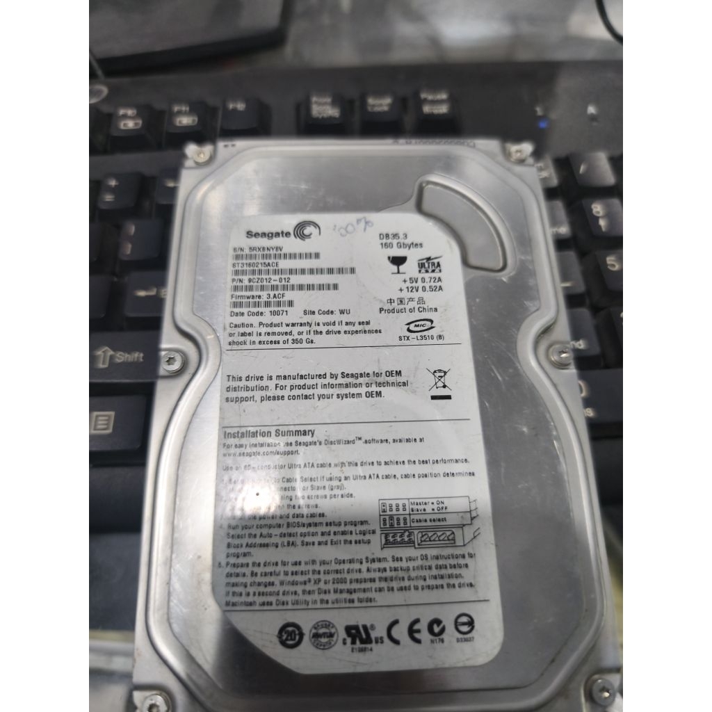 Hardisk IDE ATA 3,5inc 160GB Sentinel 100%