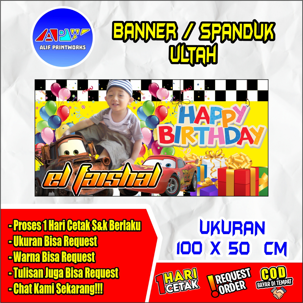 SPANDUK BANNER ULTAH 100x50 CM/SPANDUK BANNER ULTAH 100x50 CM