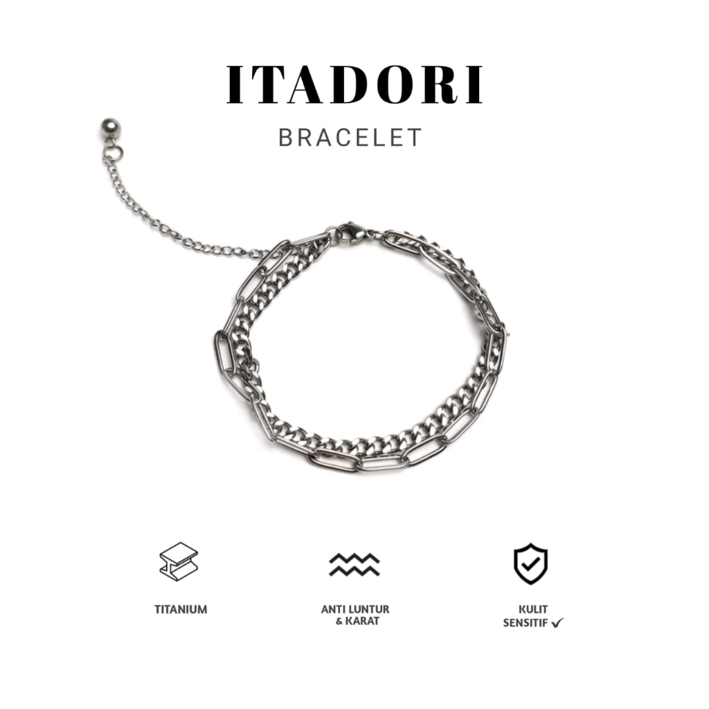 Herauve Gelang Rantai Itadori Double Layer Gelang Rantai Titanium Unisex Perempuan Laki-laki Bracele