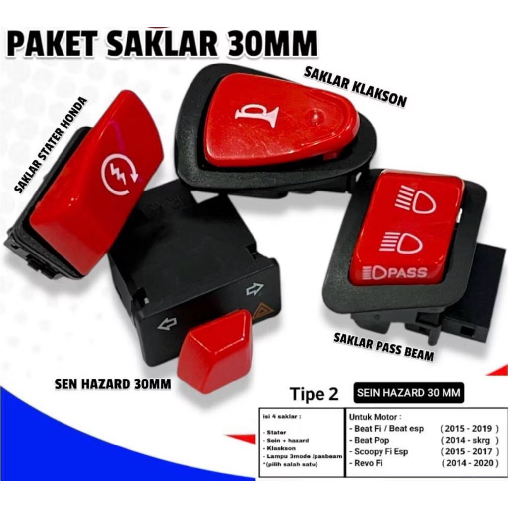 PAKET TOMBOL VIETNAM SAKLAR HONDA VIETNAM TOMBOL MERAH BEAT FI BEAT ESP SCOOPY VARIO SPACY BEAT POP 