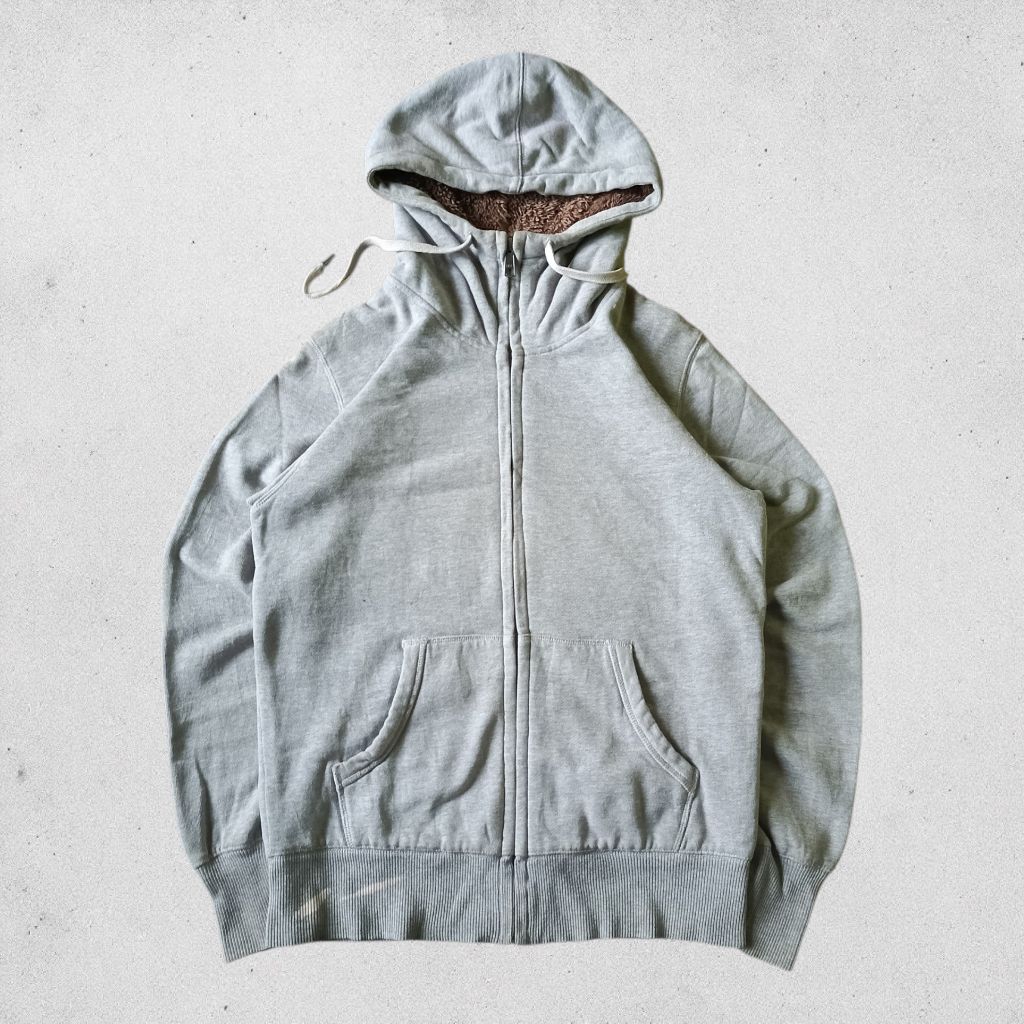 Uniqlo Hoodie Sherpa Katun Size S Pria Wanita Baca Deskripsi Hoodie bulu tebal Hoodie abu, Uniqlo vi