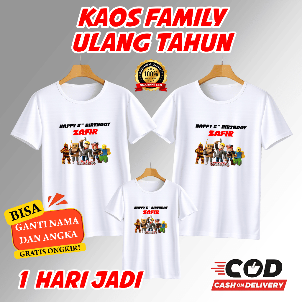 Kaos Couple Birthday Custom Roblox Free Nama Dan Angka