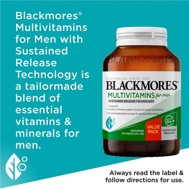 Blackmores Multivitamin For Men Sustained Release 150 Tablet | 60 Tablets | Suplemen untuk Pria