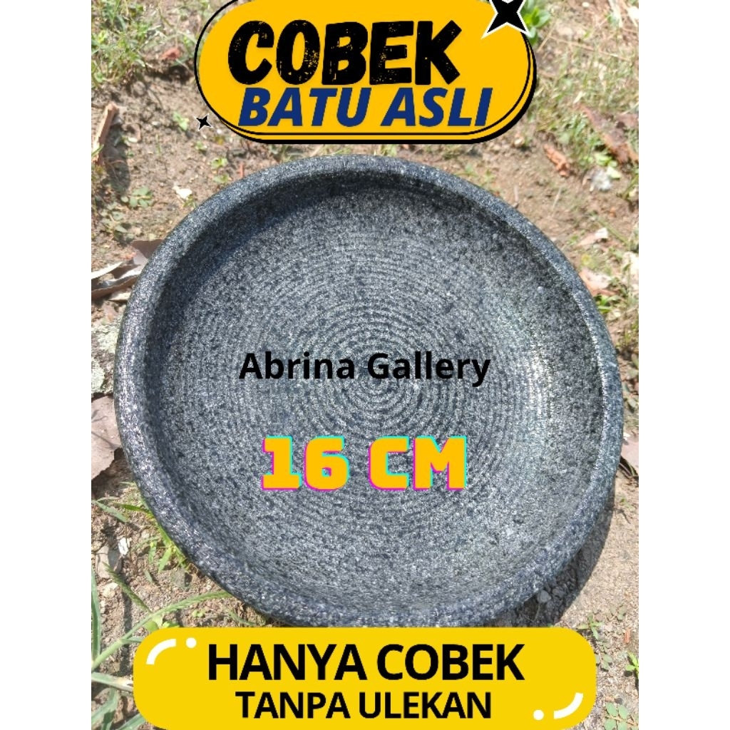 Cobek Batu Asli Gunung Ukuran 16 cm Anti Karat, Anti Jamur, Kuat, Anti Luntur, dan Tahan Lama