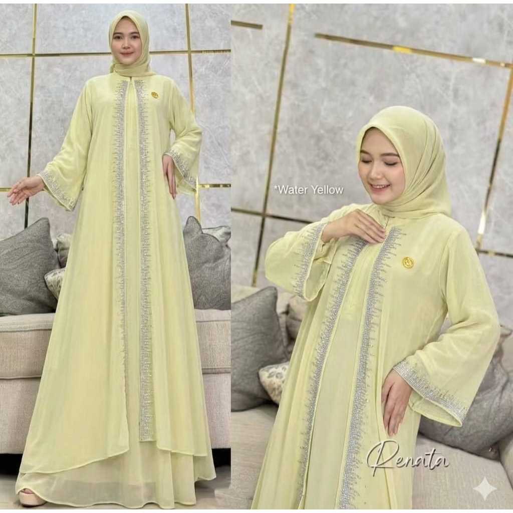 Nikita Dress Emerald Blue Gamis Wanita Mewah Kekinian2026 Ceruty Babydol Kondangan Aplikasi Swarovky