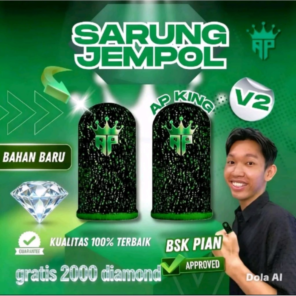 BONUS 2000 DIAMOND SARUNG JEMPOL AP KING ANDRA ST V2 WARNA RANDOM LOGO REFLECTIVE RESPONSIVE + SENSI