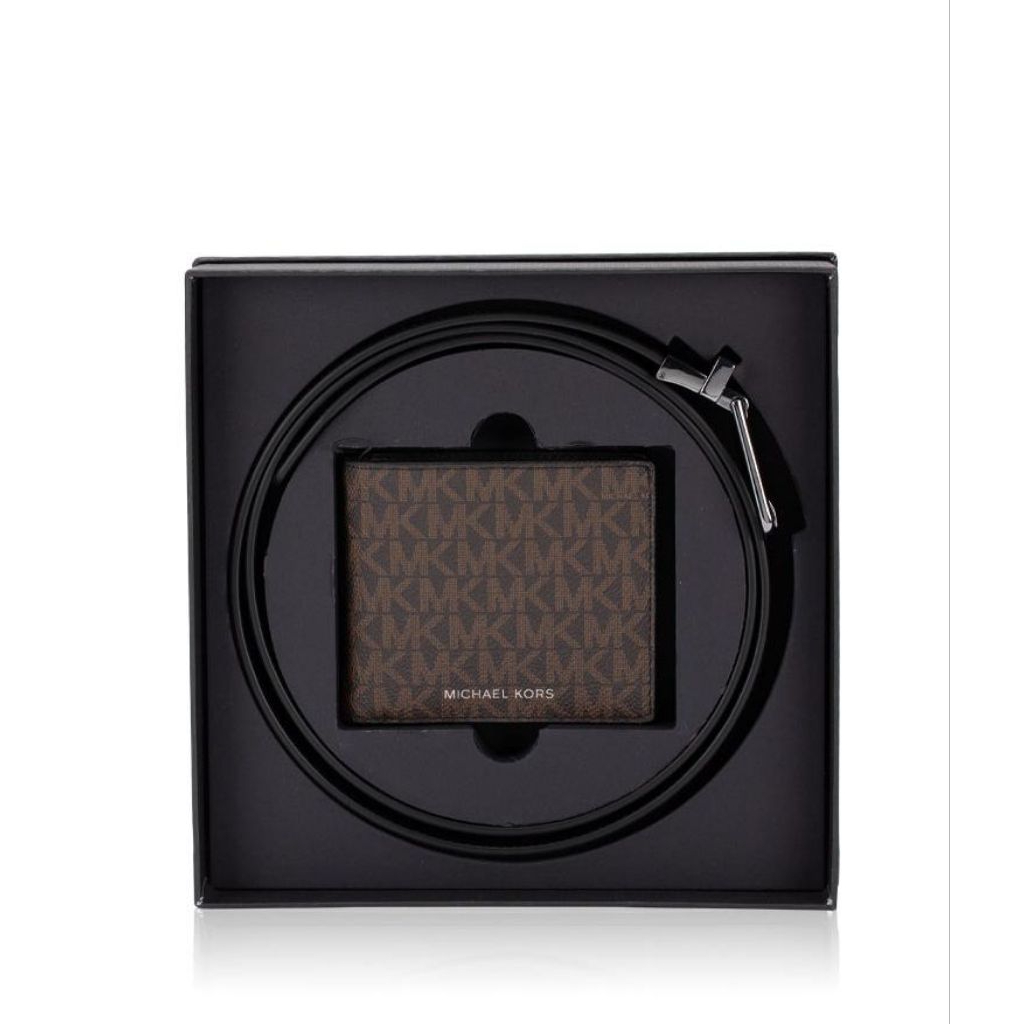 Ready MK Signature Logo Billfold Wallet and Belt Gift Set *1.500k*brown black