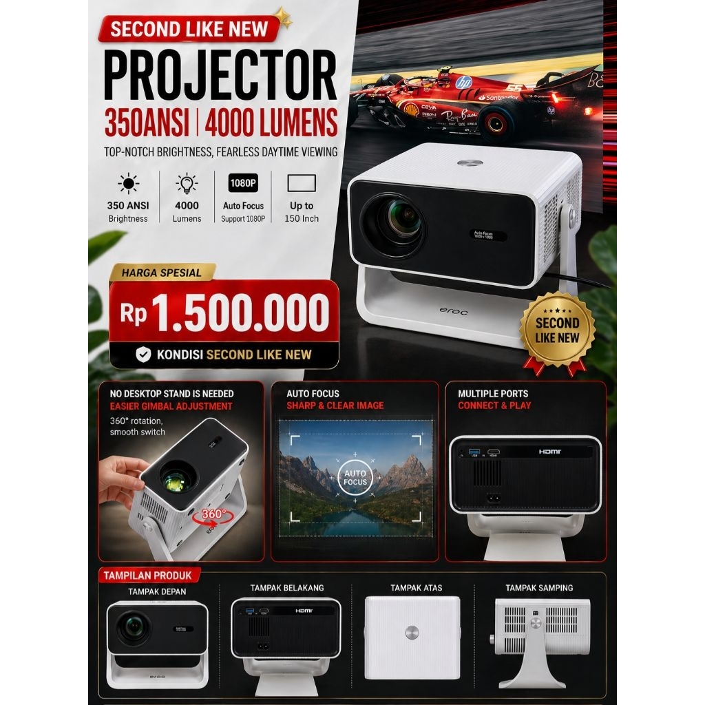 EROC Flip Smart Projector LCD 350 ANSI