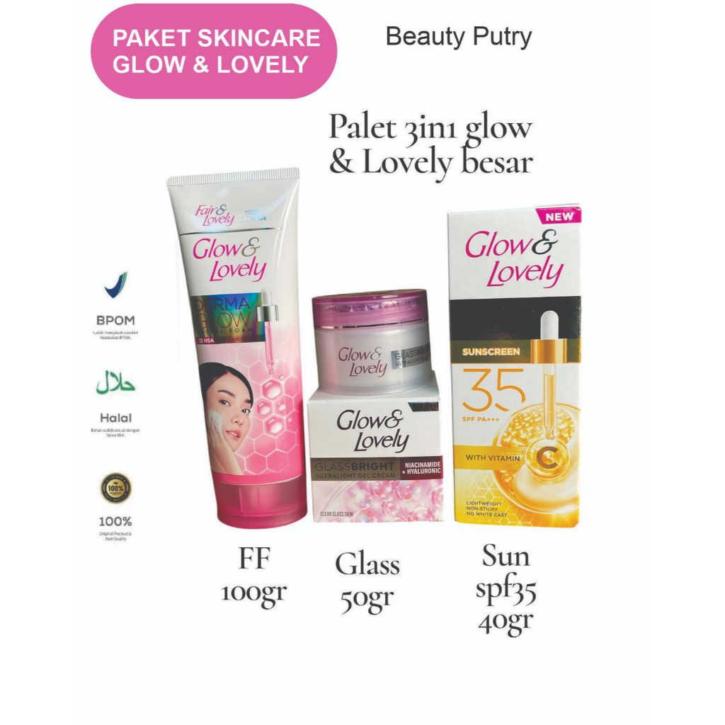 Paket Cream Glow & Lovely - Paket Perawatan Wajah Lengkap dengan Serum fair & lovely
