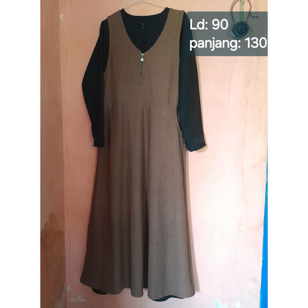 Preloved Overall Gamis Kutung Tanpa Inner Busui Friendly