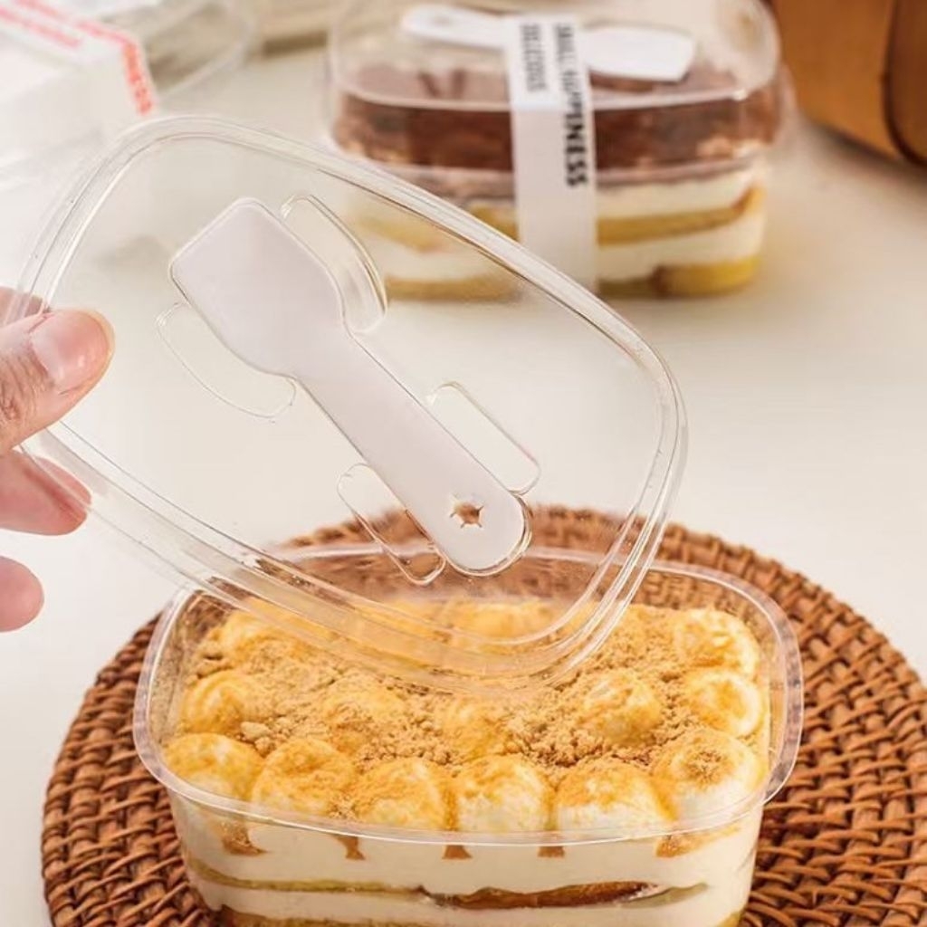 10pcs KOREAN dessert box + SENDOK cup kotak box dessert cake tiramisu cup dessert