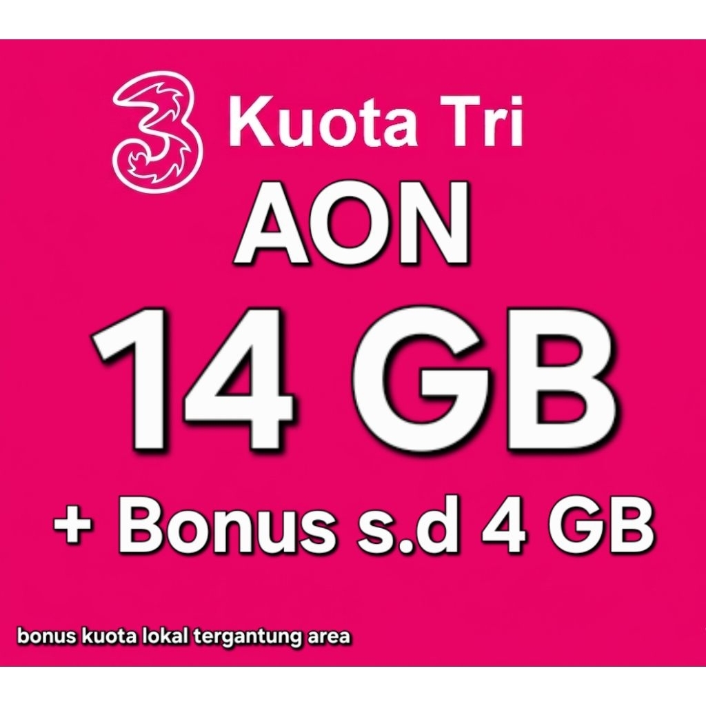 kuota Tri AON 14GB + lokal s.d 4GB