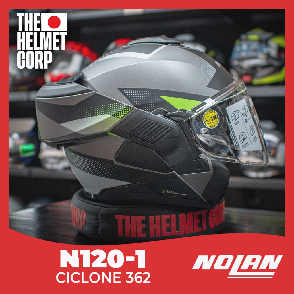 HELM NOLAN N120-1 CICLONE 362 MODULAR FLIP BLACK TOURING HELMET NOLAN