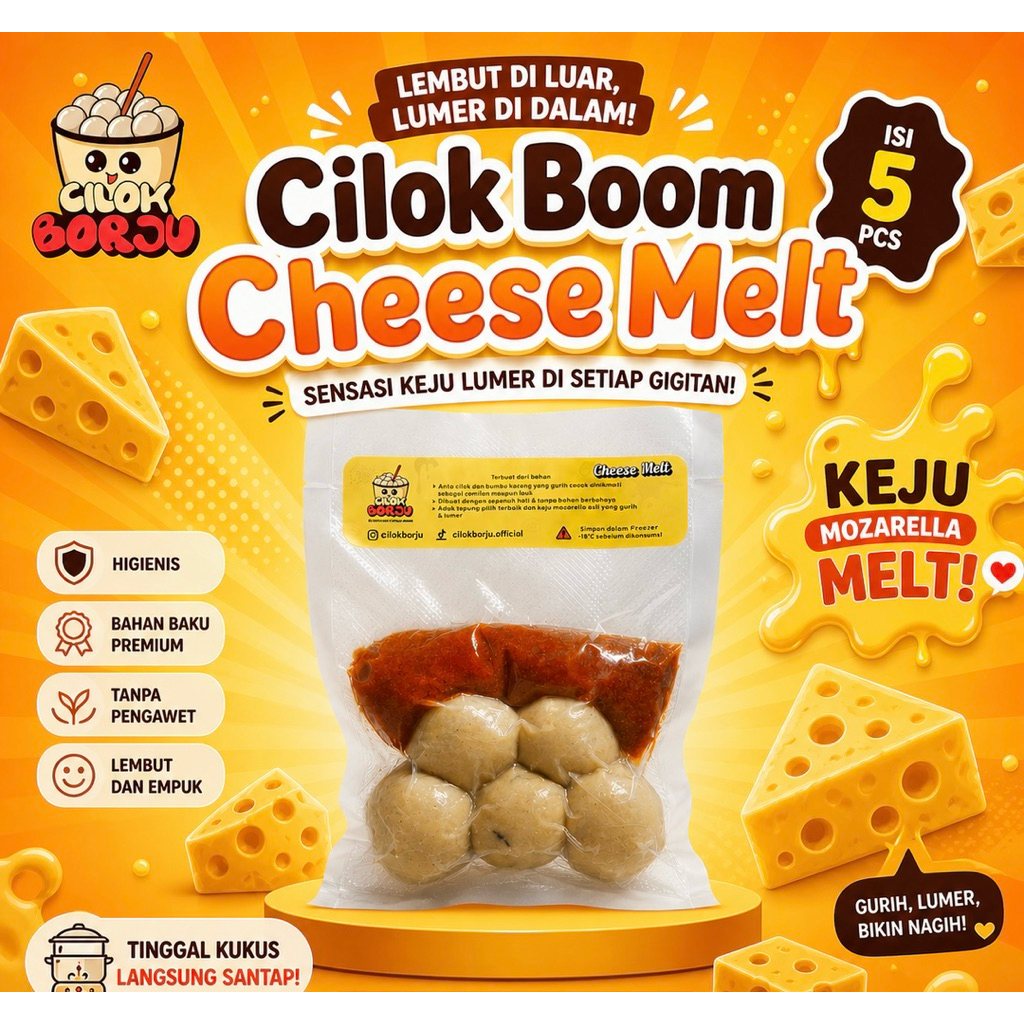 Cilok Premium Isi Keju Mozarella Melt dengan Bumbu Kacang isi 5 pcs