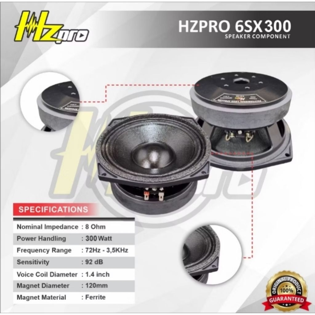 Speaker hz pro 6sx300 / speaker hz pro 6 inchi