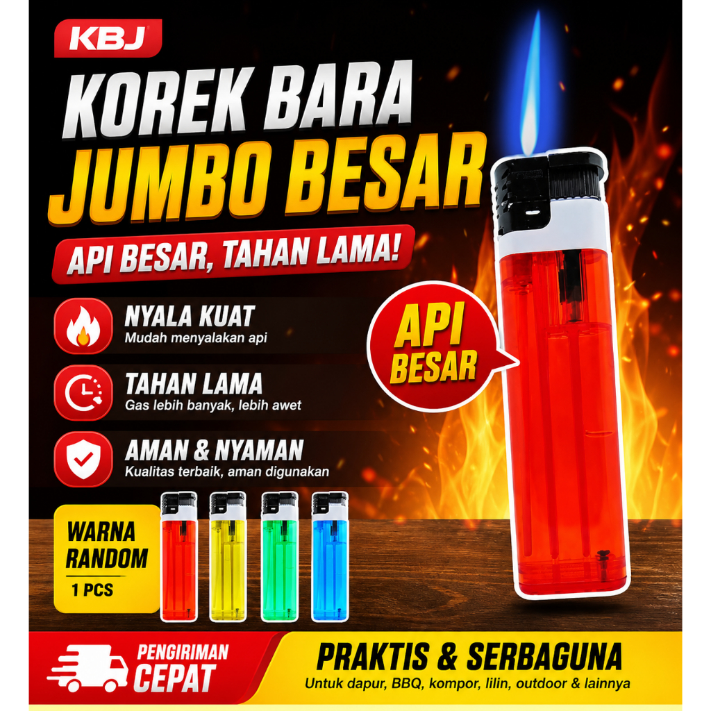 KBJ - Korek Bara Jumbo Besar 1 pcs | Api Besar Tahan Lama Warna Random