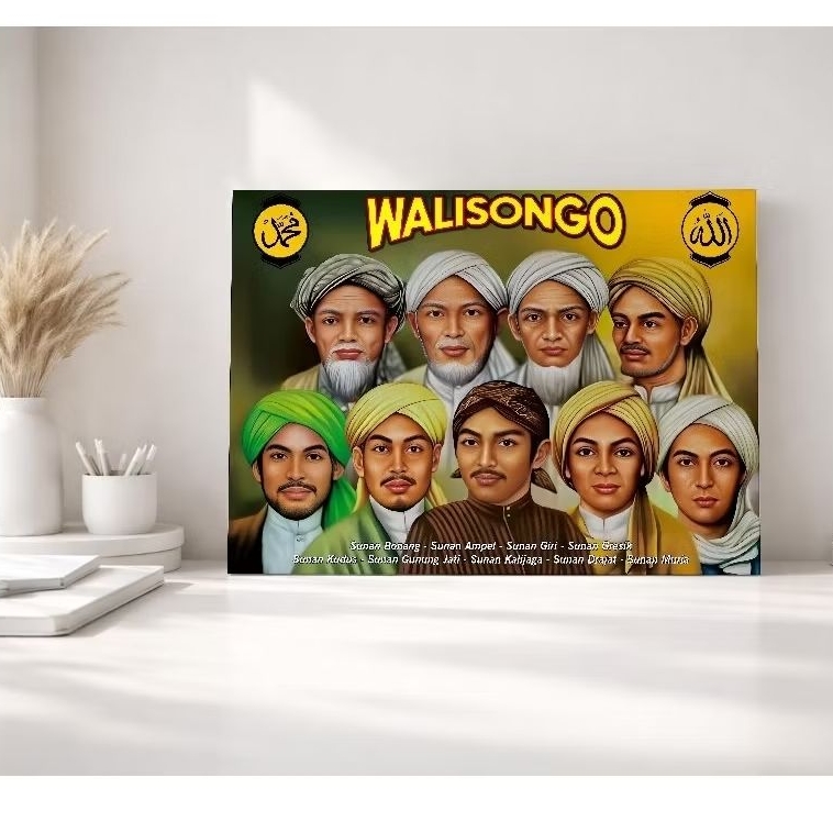 Foto wali songo ukuran 40x60 poster wali songo bingkai mdf
