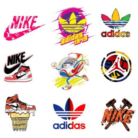 SABLON SETRIKA SABLON DTF PRINTING TEMA LOGO NIKE & ADIDAS