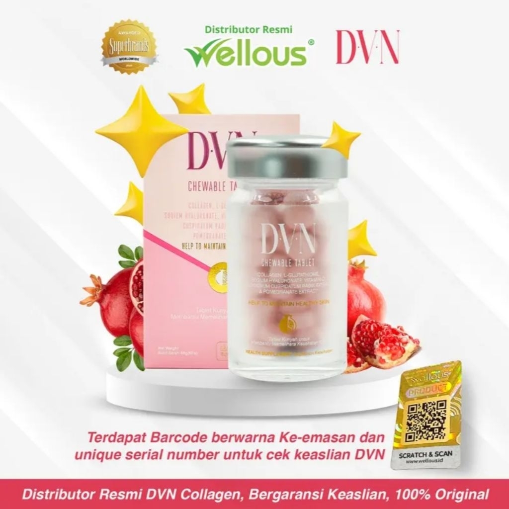 DVN COLLAGEN ORIGINAL WELLOUS SUDAH BERSERTIFIKAT HALAL DAN BPOM RI ISI 60 TABLET