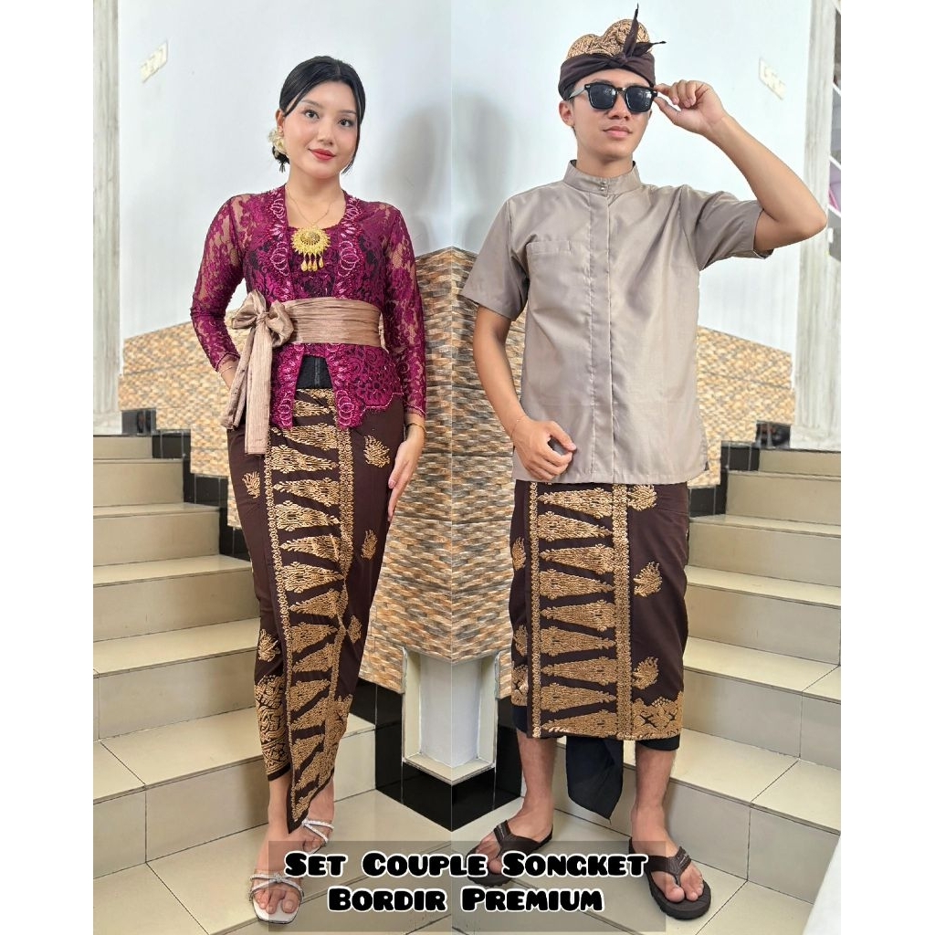 Set couple Kamen Saput udeng songket bordir