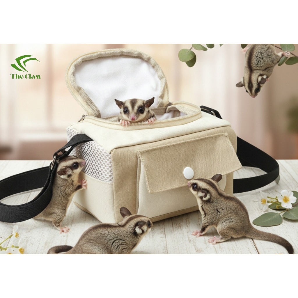 (The Claw) Tas Sugar Glider Lucu Travel Pouch Model Kubus Untuk Tupai Terbang Hamster