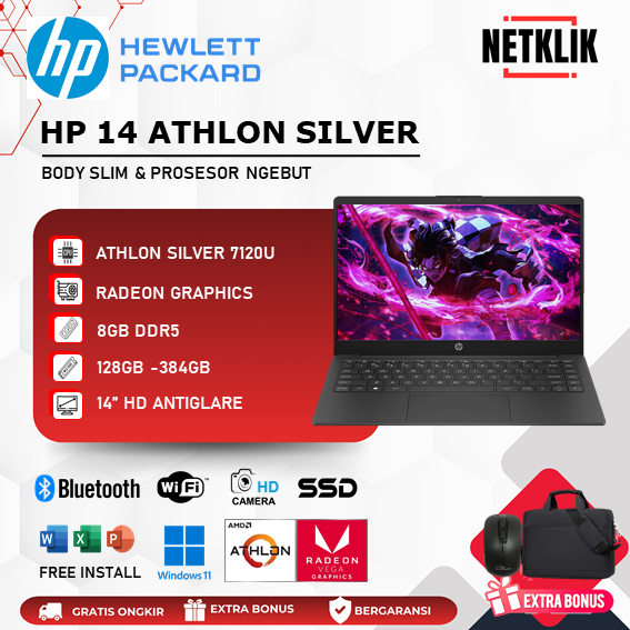 LAPTOP HP 14 ATHLON 7120U RAM 8GB 512GB SSD 14.0 Inch WIN11 HOME BARU