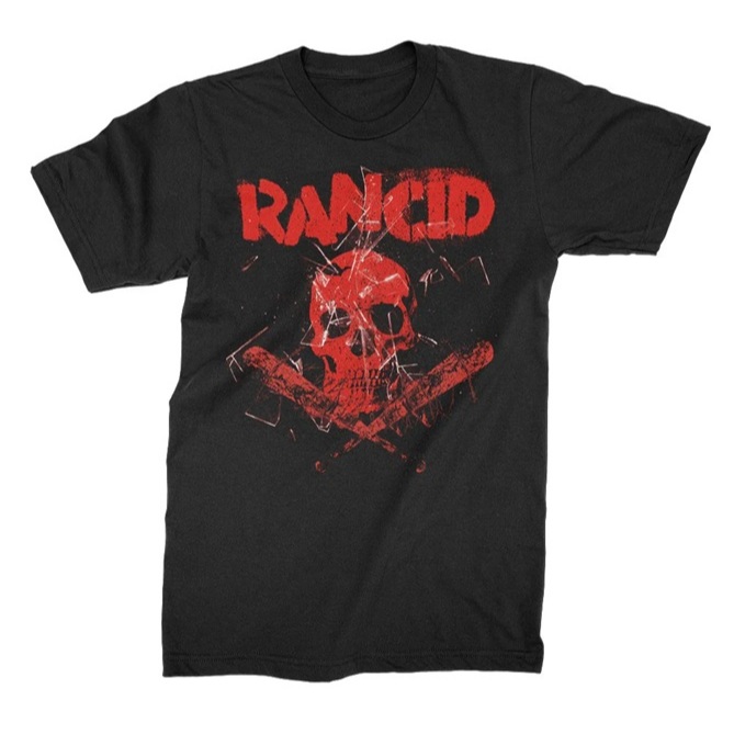 RANCID SKULL AND BAT TAG GILDAN HEAVY SIZE L T SHIRT