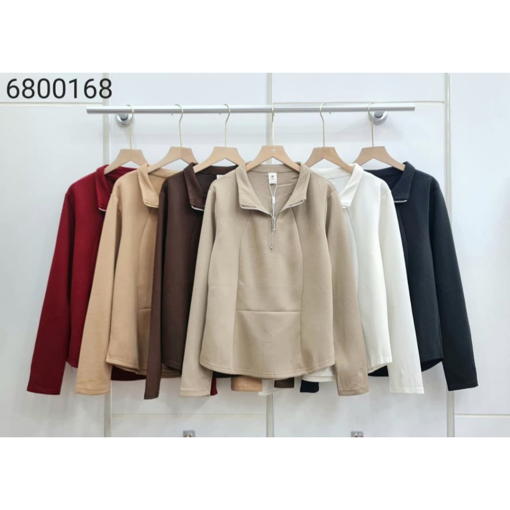 atasan blouse, sweater, kaos lengan panjang stretch , zipper