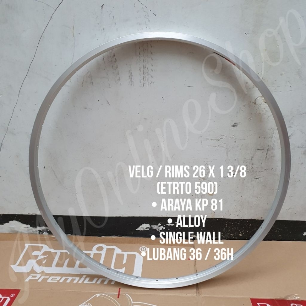 Rims Velg 26 x 1 3/8 Araya Alloy Etrto 590 Sepeda CTB Sierra Jengki Lubang 36 36 Holes Original
