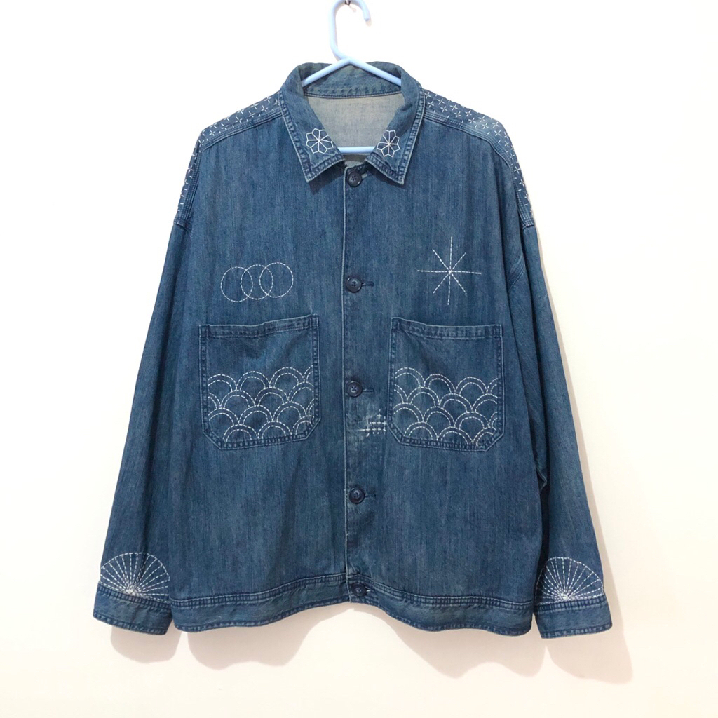 Gu denim jacket reworks sashiko pattern