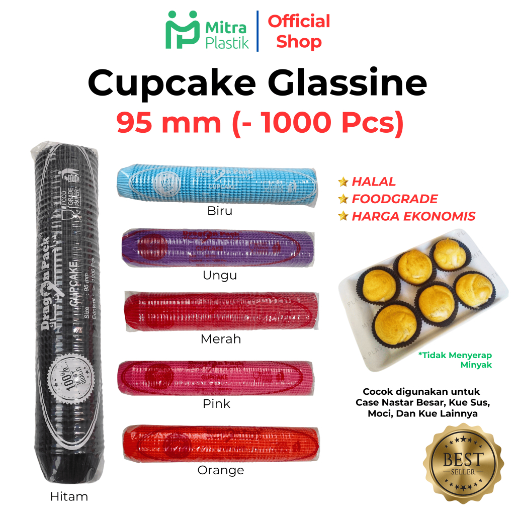 Cupcake 95 mm Cup Cake Case Glassine Paper 1000 pcs Hitam