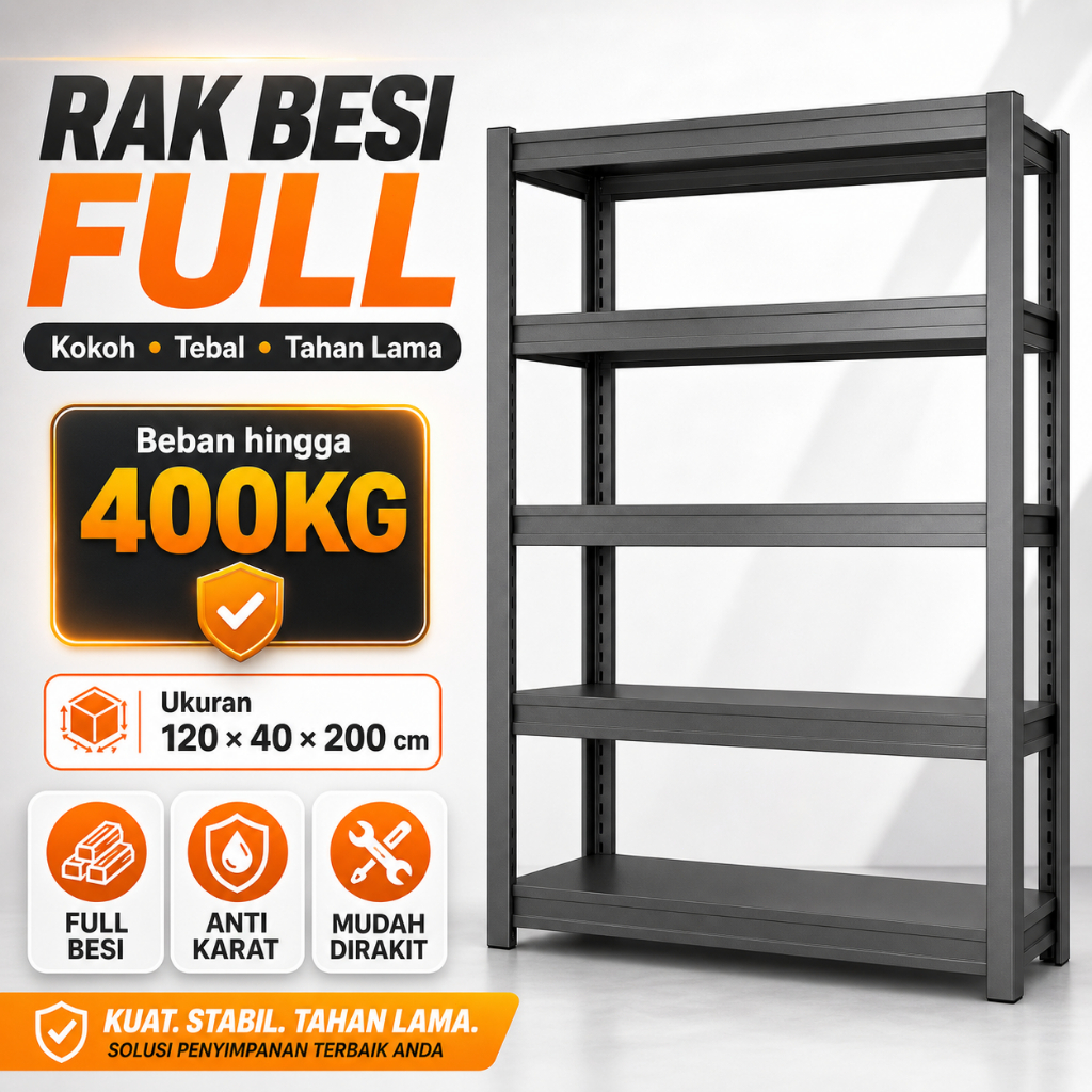 Rak Besi Siku 3/4/5 Susun Serbaguna Rak Besi 5 Susun Rak Barang Rak Gudang 120*40*200CM