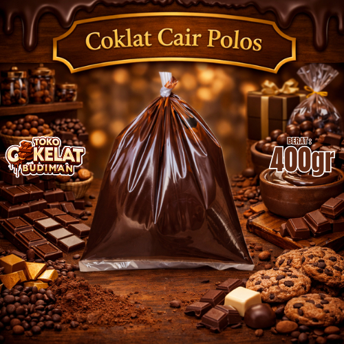 Cokelat Cair Polos 400gr | Coklat glaze lumer untuk toping dan isian | Toko Cokelat Budiman