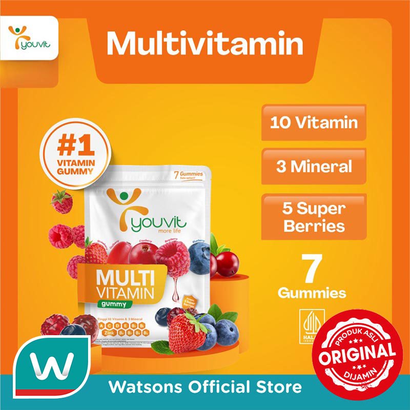 Youvit Multivitamin Dewasa 7 Hari (1 Sachet) dengan Vitamin C, Vitamin D, Zink & Superberries untuk 