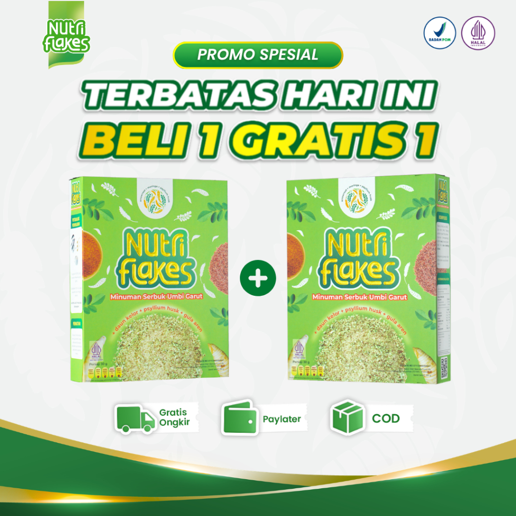 (Spesial Promo) Nutriflakes Sereal Umbi Garut Membantu Mengatasi Asam Lambung, Maag dan Gerd