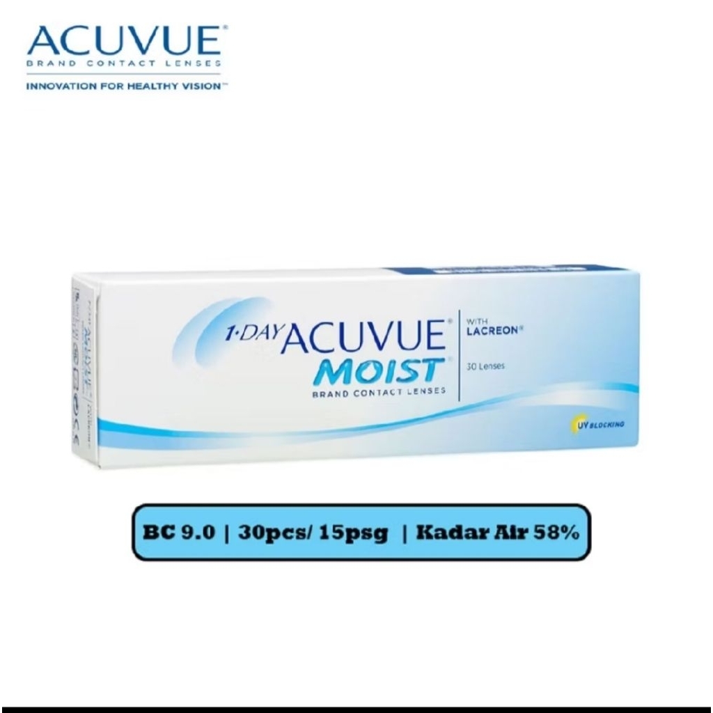 lensa kontak ACUVUE MOIST 1-Day softlens/ Harian 30pcs/box (minus/- 5,75)