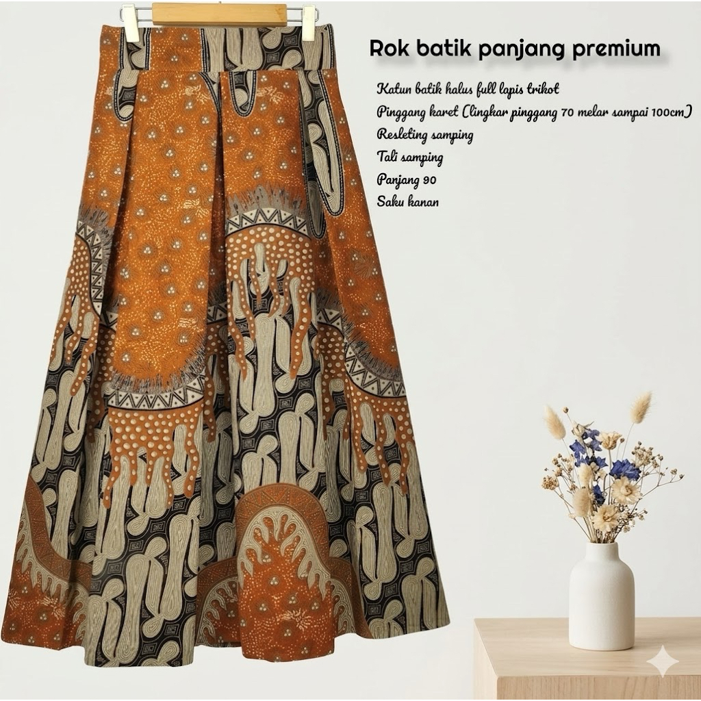 ROK BATIK PANJANG PREMIUM / ROK BATIK WANITA DEWASA JUMBO ROK KLOK PAYUNG HALUS