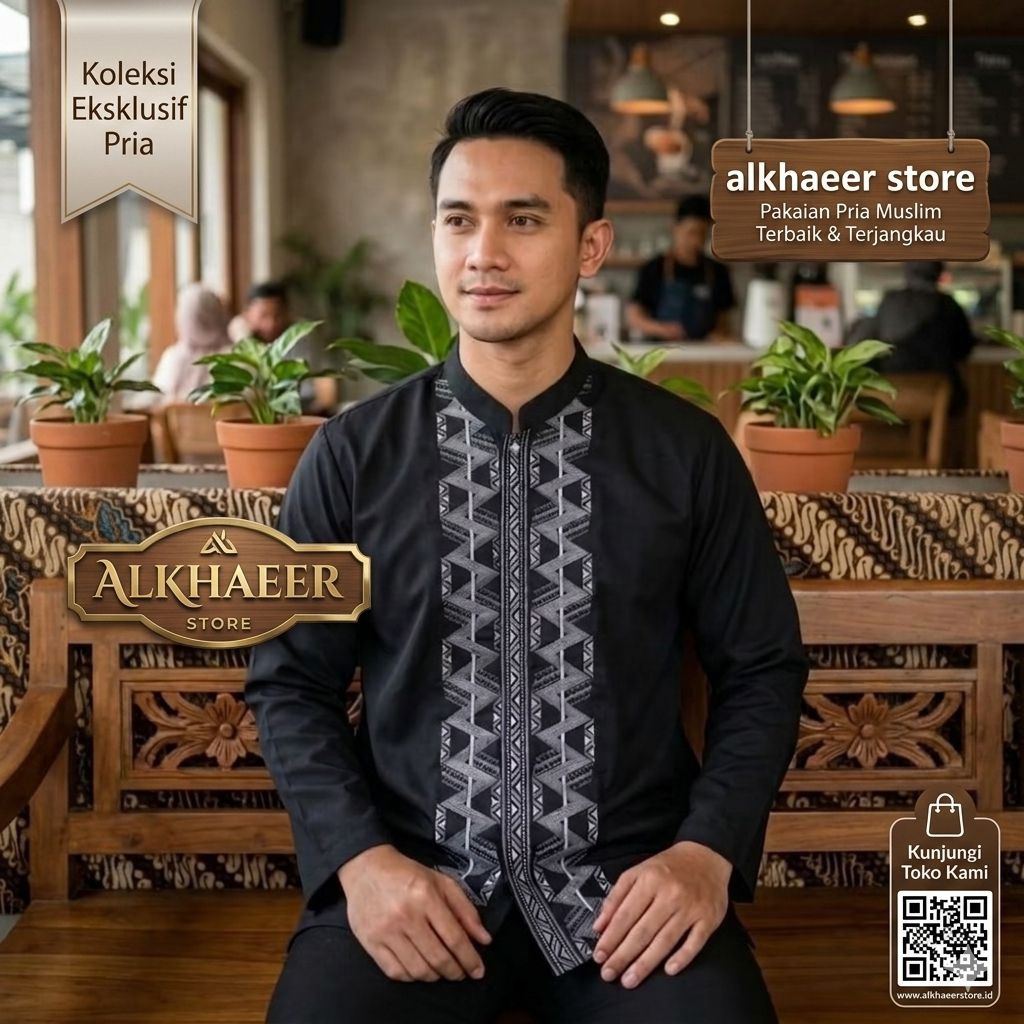 Baju Koko Pria Motif Bordir Premium – Koko Muslim Modern Fashion