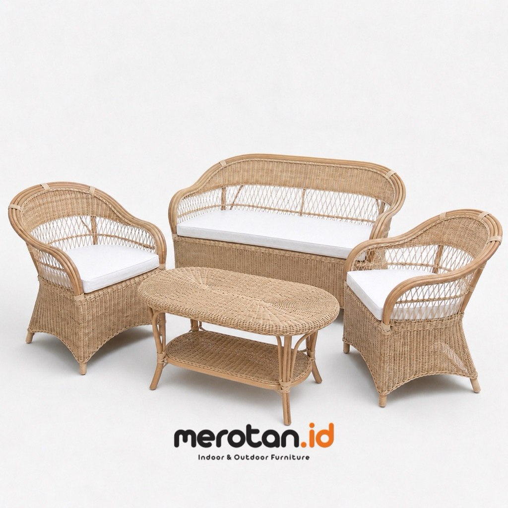 MEROTAN ID - Set Kursi Tamu Rotan Alam / Kursi Santai Rotan / Sofa Tamu Rotan