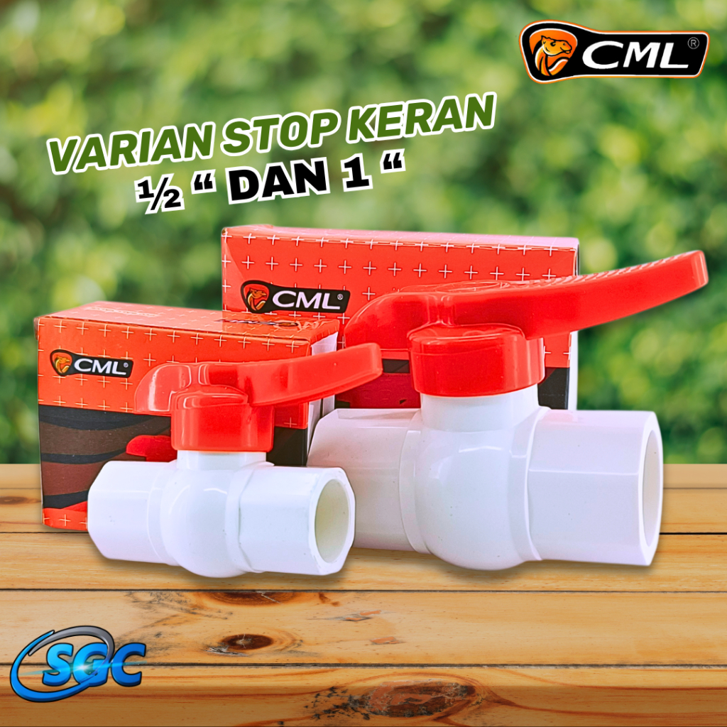 Stop Keran PVC CML 1/2” & 1” – Kran Air PVC Handle Merah Tahan Lama