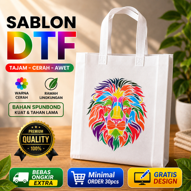 Sablon Goodie Bag Full Color DTF Custom Design spunbond