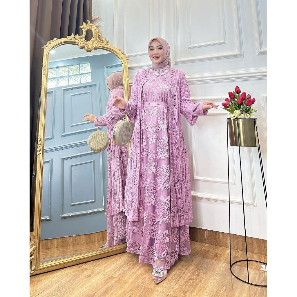 GAMIS BROKAT IMPORT PREMIUM / GAMIS BROKAT OUTER LEPAS PASANG / GAMIS PESTA TERBARU