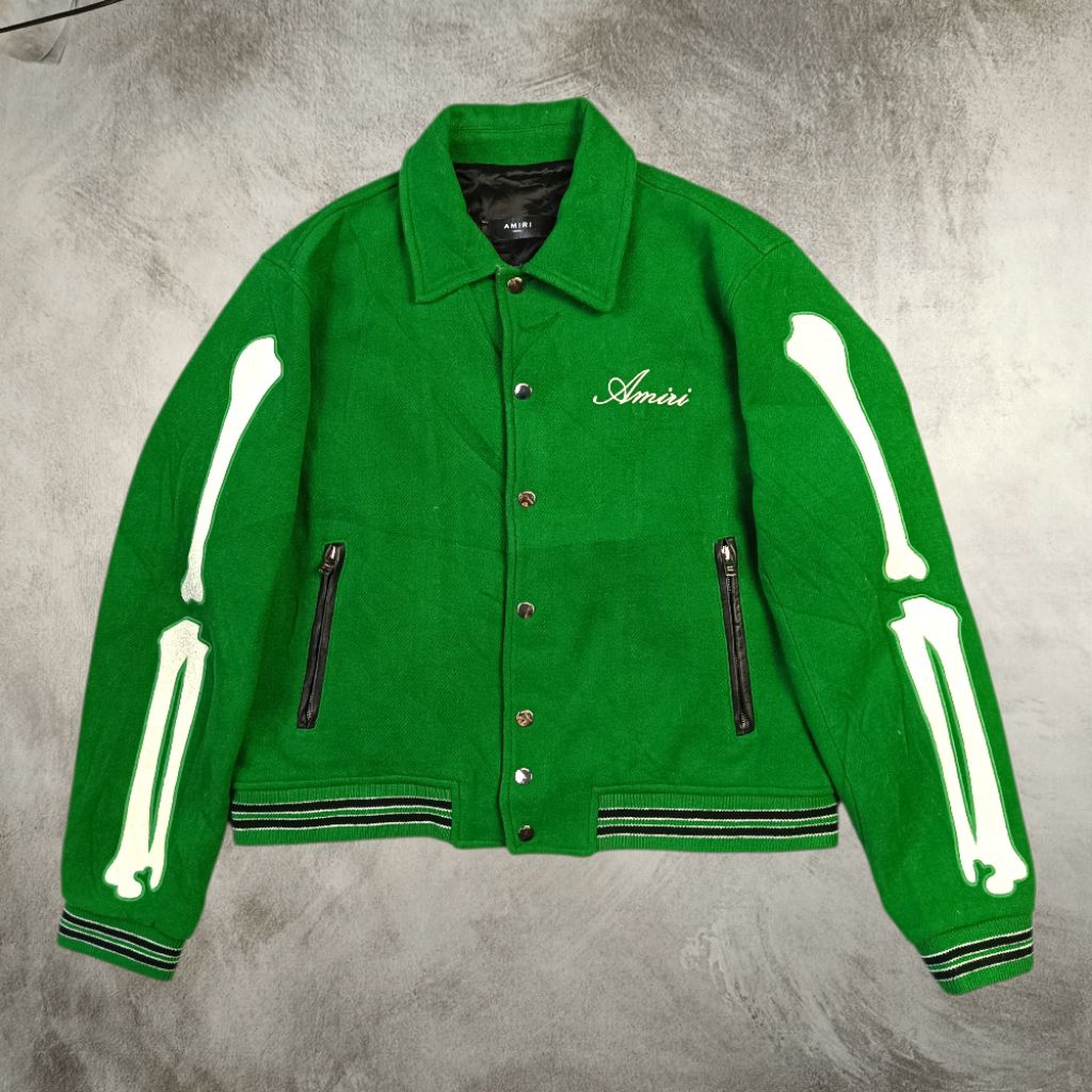 AMIRI Bones Varsity Jacket Green